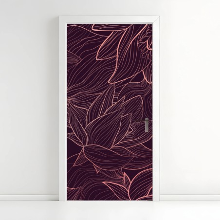 Türaufkleber elegantes rosa linienblumenmuster – Wallnifity®