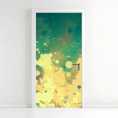 Türaufkleber türkiser aquarellausbruch abstrakt – Wallnifity®