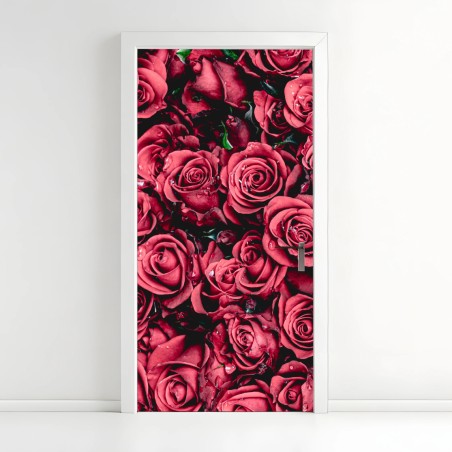 Türaufkleber pralle rote rosen wandbild – Wallnifity®