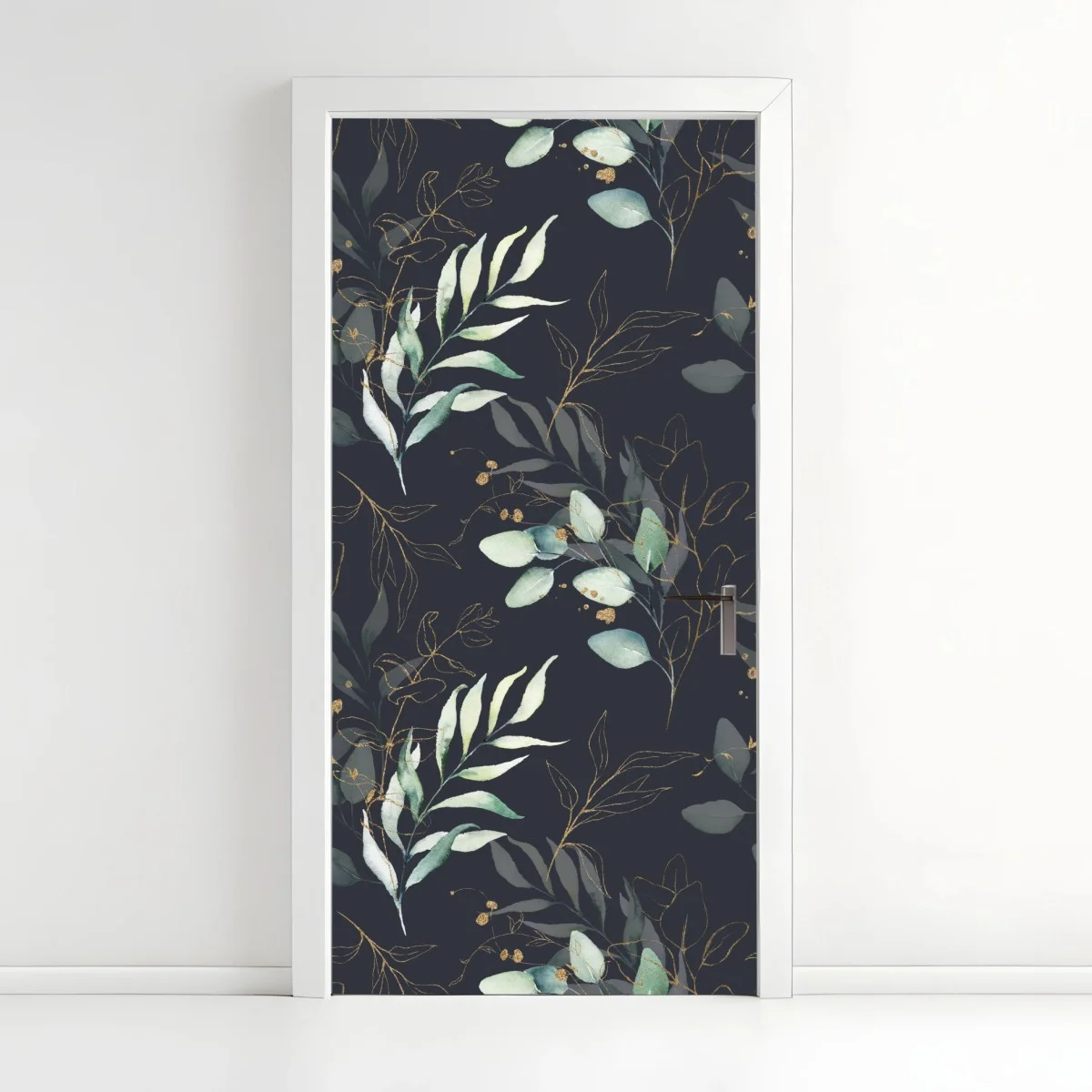 Türaufkleber aquarell eukalyptusblätter auf dunklem hintergrund – Wallnifity® Türaufkleber aquarell eukalyptusblätter auf dunklem hintergrund – Wallnifity®