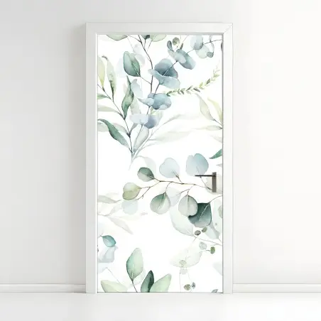 Türaufkleber aquarell eukalyptus blättermuster – Wallnifity®