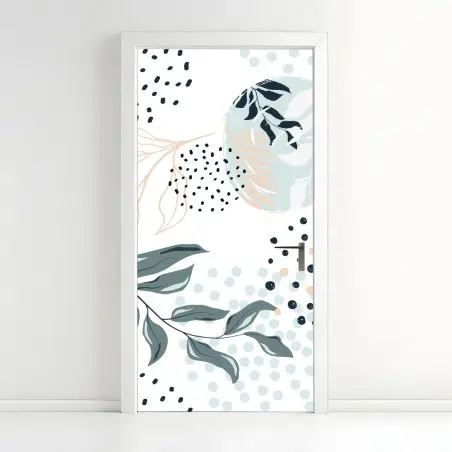 Türaufkleber pastellfarbenes botanisches abstraktes muster – Wallnifity®