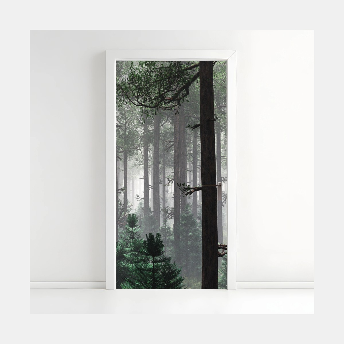 Türaufkleber nebliger immergrüner wald – Wallnifity®