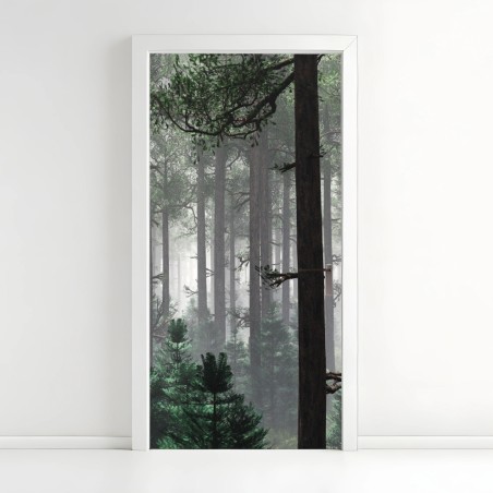 Türaufkleber nebliger immergrüner wald – Wallnifity®