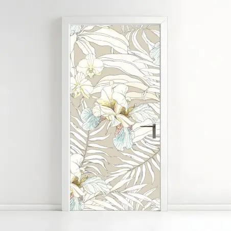 Türaufkleber tropisches kakadu-blumenmuster – Wallnifity®