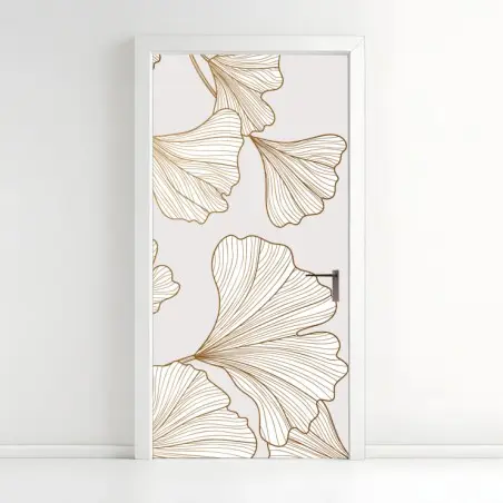 Türaufkleber feines goldenes ginkgo-blätter muster – Wallnifity®