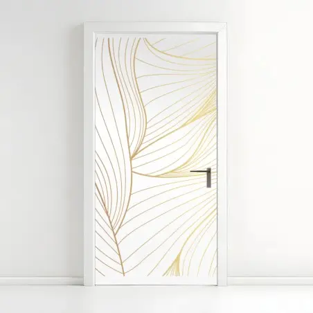 Türaufkleber goldene fließende linien abstraktes design – Wallnifity®