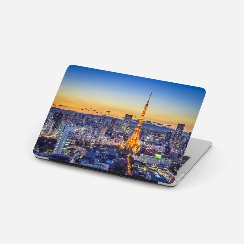 Laptop-Aufkleber Tokyo Tower bei dämmerung