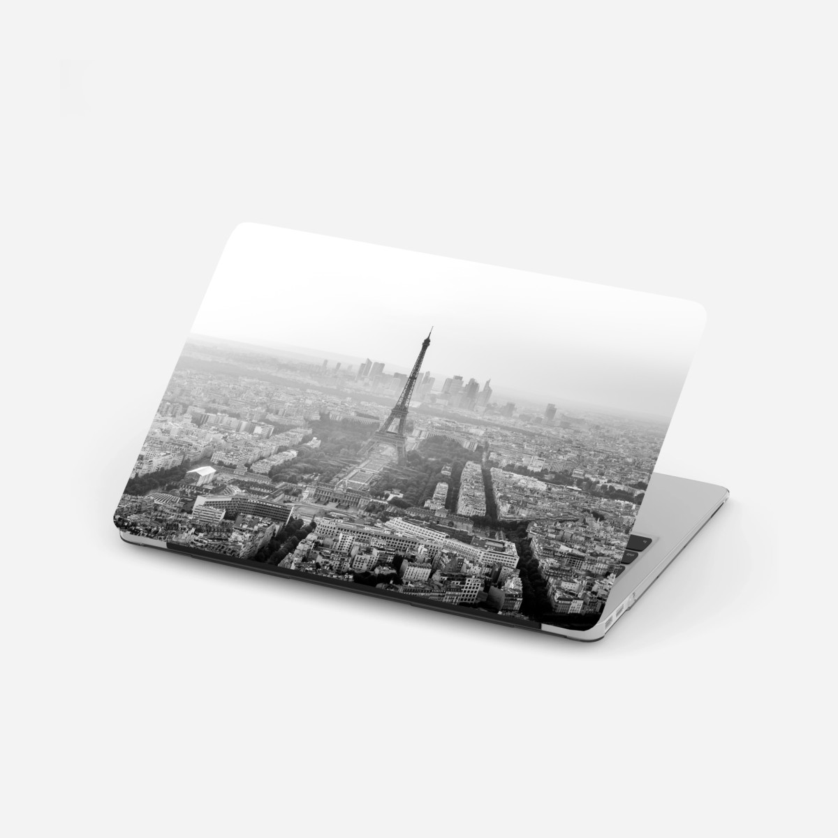 Laptop-Aufkleber elegante Eiffelturm luftaufnahme in graustufen – Wallnifity®