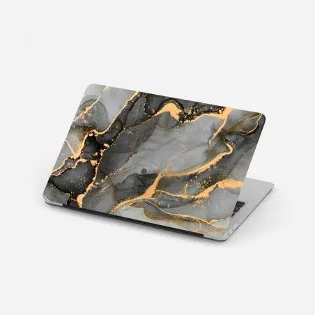 Laptop-Aufkleber rauchiger grauer marmor mit goldenen adern – Wallnifity®