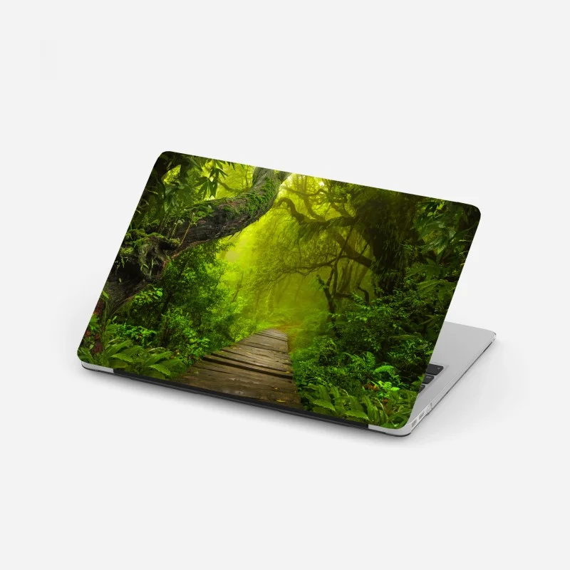 Laptop-Aufkleber mystischer grüner waldpfad