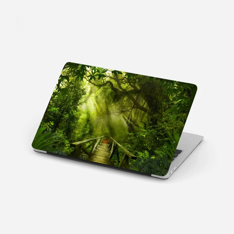 Laptop-Aufkleber sonnenbeschienener waldweg – Wallnifity®