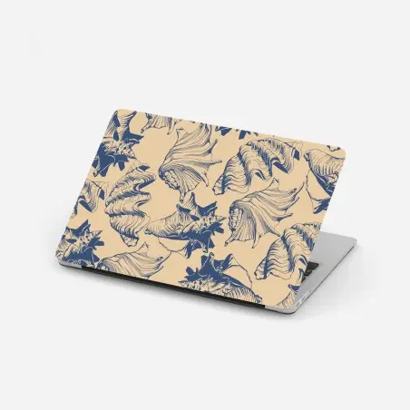 Laptop-Aufkleber muschelmuster in blau und beige – Wallnifity®