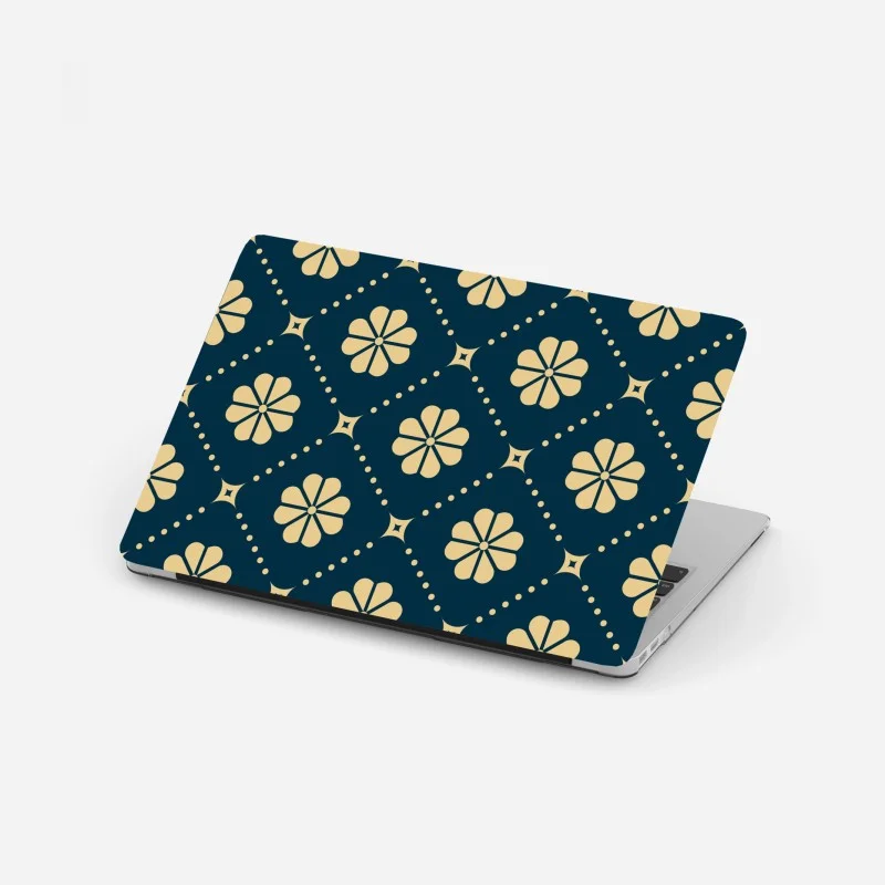 Laptop-Aufkleber türkis beiges blumen geometrisches muster – Wallnifity®