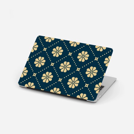 Laptop-Aufkleber türkis beiges blumen geometrisches muster – Wallnifity®