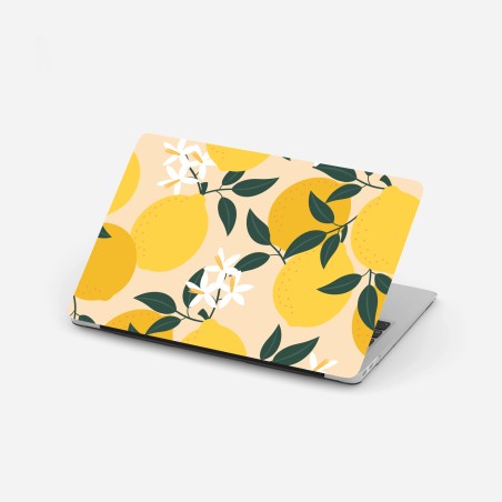 Laptop-Aufkleber leuchtendes zitronenmuster mit blüten – Wallnifity®