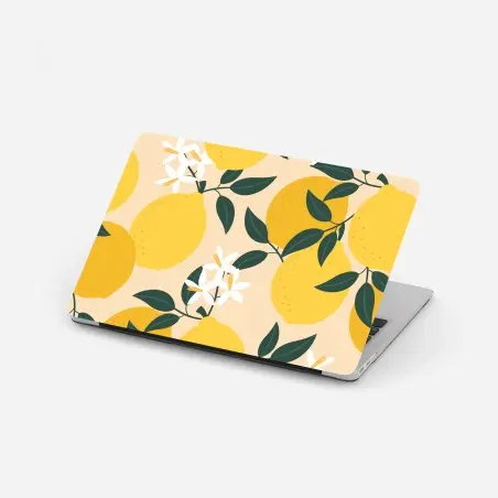 Laptop-Aufkleber leuchtendes zitronenmuster mit blüten – Wallnifity®