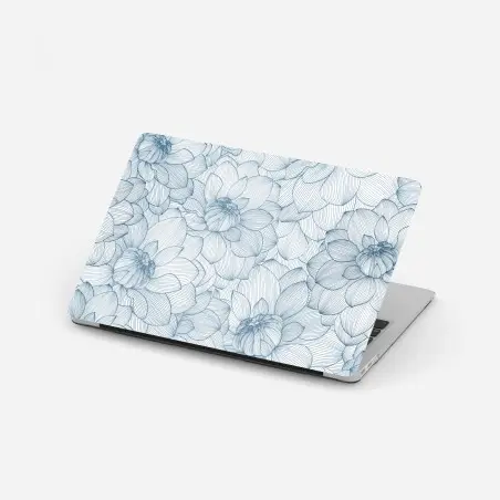 Laptop-Aufkleber zartes blaues blumenlinienmuster – Wallnifity®
