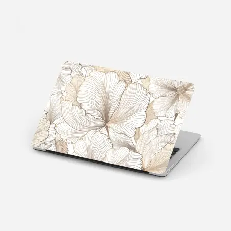 Laptop-Aufkleber zarte beige blumenillustration – Wallnifity®