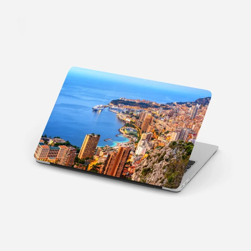 Laptop-Aufkleber Monaco küstenstadt panorama bei dämmerung