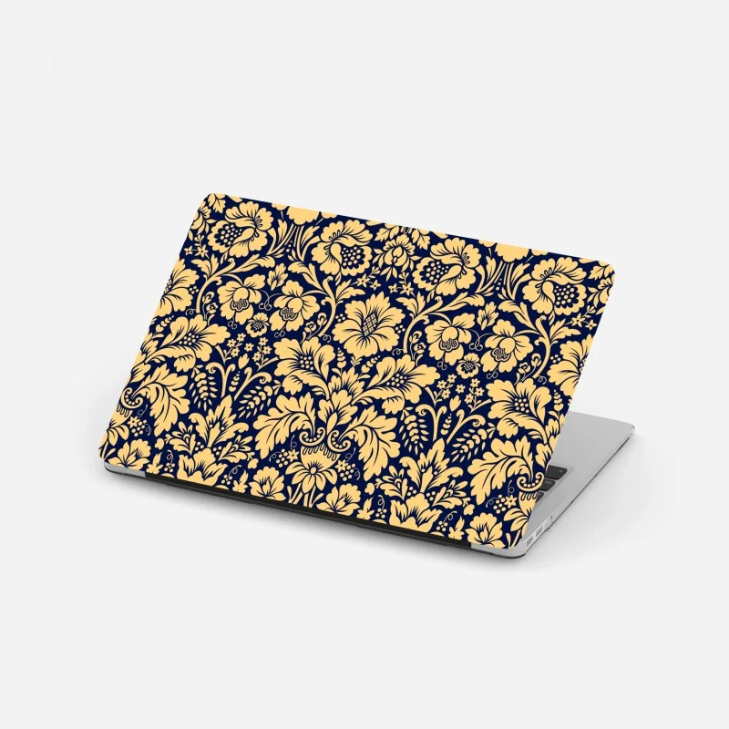 Laptop-Aufkleber dunkelblau-beiges damastmuster – Wallnifity®