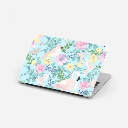Laptop-Aufkleber pastell tropisches vögel- und blumenmuster – Wallnifity®