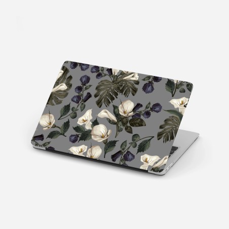 Laptop-Aufkleber vintage calla blumenmuster auf grauem hintergrund – Wallnifity®