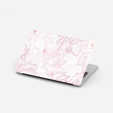 Laptop-Aufkleber zartes rosa blumenlinienmuster – Wallnifity®