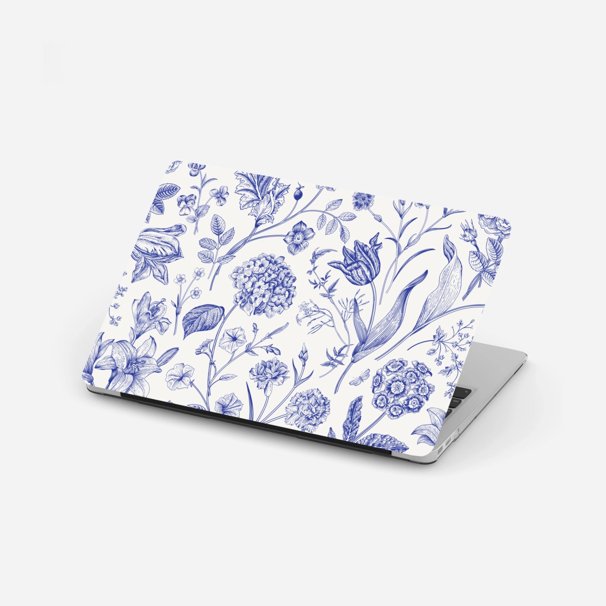 Laptop-Aufkleber klassisches blaues toile blumenmuster – Wallnifity®