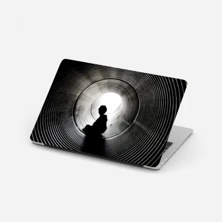 Laptop-Aufkleber silhouette in einem spiraltunnel – Wallnifity®