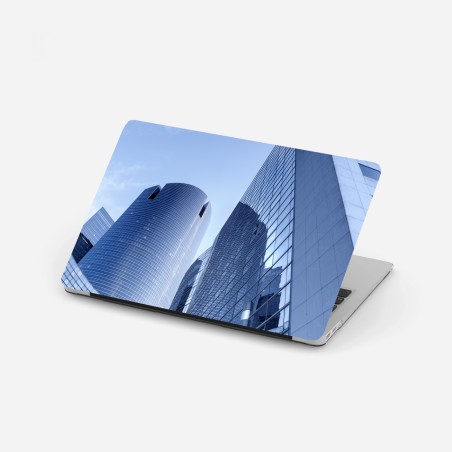 Laptop-Aufkleber moderne blaue stadtsilhouette – Wallnifity®