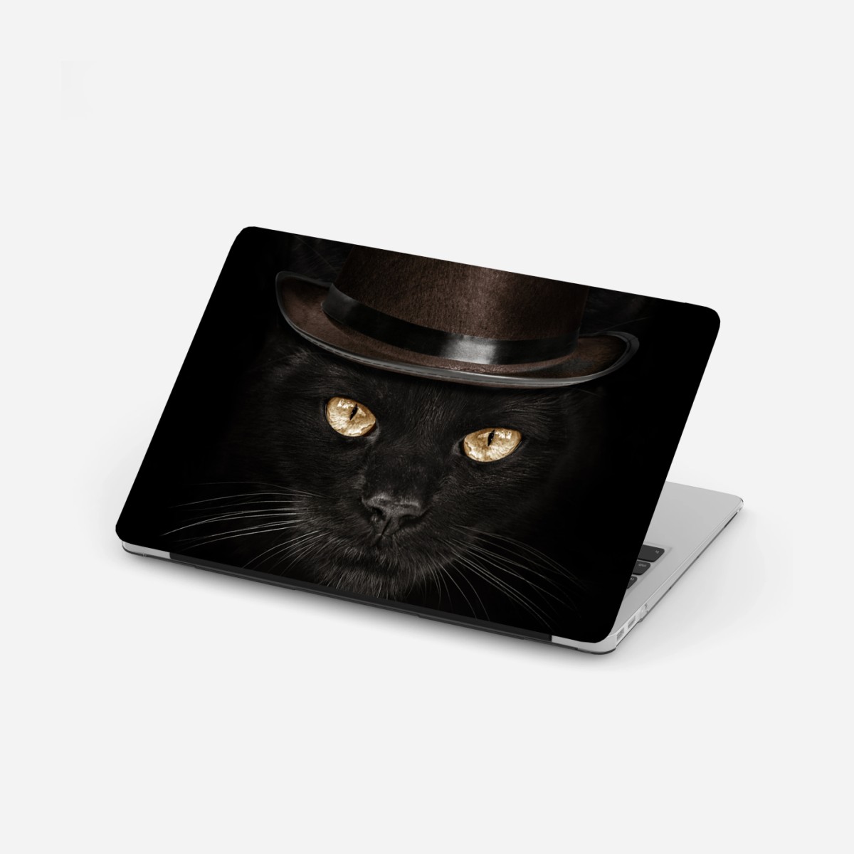 Laptop-Aufkleber elegante schwarze katze mit zylinder und fliege – Wallnifity®