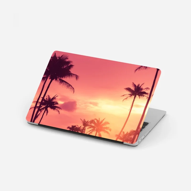 Laptop-Aufkleber rosa tropischer sonnenuntergang mit palmen