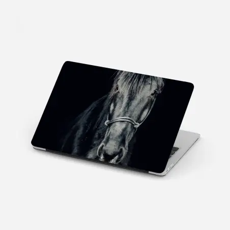Laptop-Aufkleber majestätisches schwarzes pferdeporträt – Wallnifity®