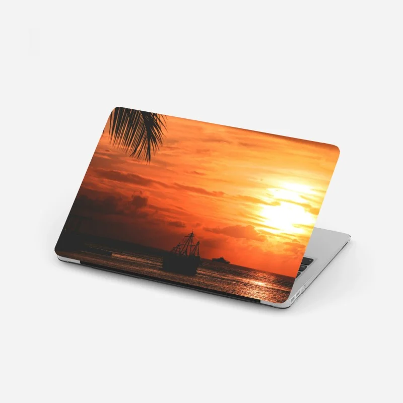 Laptop-Aufkleber tropischer sonnenuntergang am meer