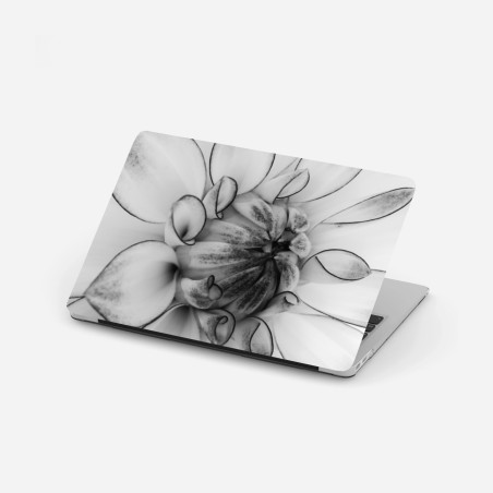 Laptop-Aufkleber monochrome nahaufnahme einer dahlie – Wallnifity®