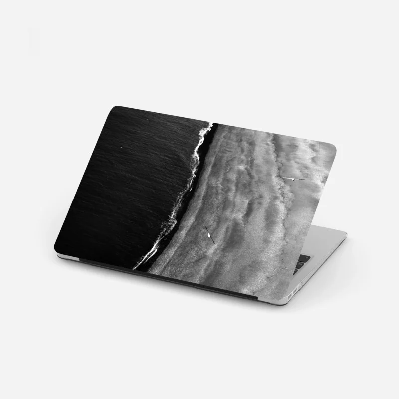 Laptop-Aufkleber monochrome küstenaufnahme aus der luft