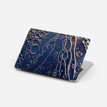 Laptop-Aufkleber blaue und goldene abstrakte blasen – Wallnifity®