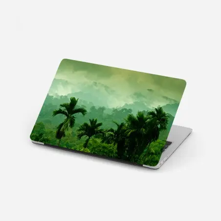 Laptop-Aufkleber neblige tropische dschungellandschaft – Wallnifity®