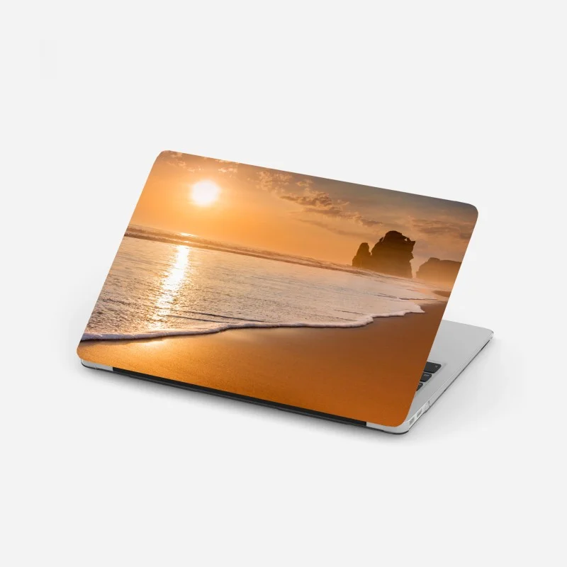 Laptop-Aufkleber goldener sonnenuntergang am strand