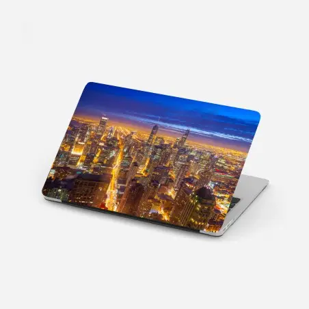 Laptop-Aufkleber Chicago nächtliche skyline panorama – Wallnifity®