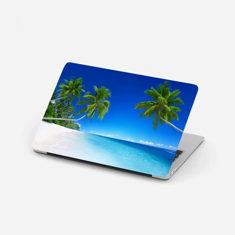 Laptop-Aufkleber tropischer strand mit palmen