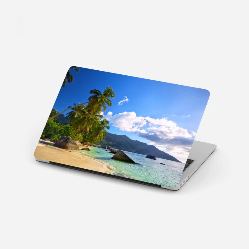 Laptop-Aufkleber tropischer strand auf Mahé – Wallnifity®