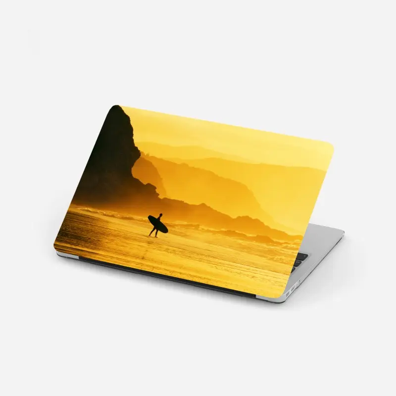 Laptop-Aufkleber surfer im goldenen sonnenuntergang