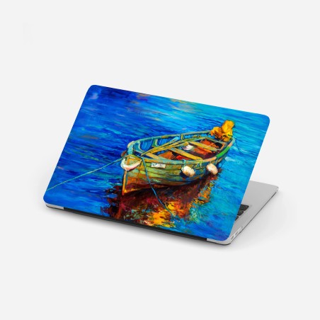 Laptop-Aufkleber lebendiges boot bei sonnenuntergang – Wallnifity®