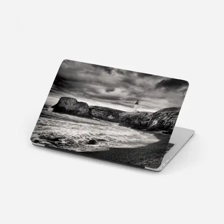 Laptop-Aufkleber leuchtturm Yaquina Bay an stürmischer küste – Wallnifity®