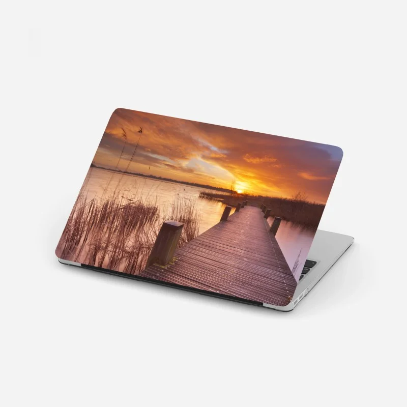 Laptop-Aufkleber sonnenaufgang über dem see bei Amsterdam