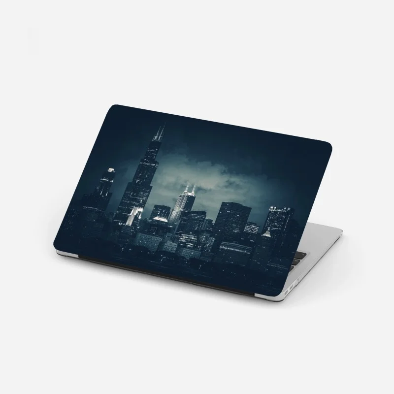 Laptop-Aufkleber Chicago skyline in tiefblauen tönen