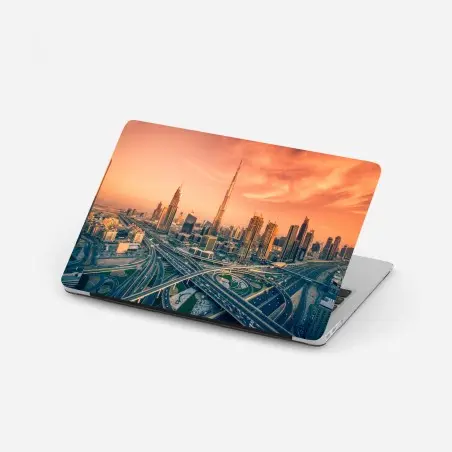 Laptop-Aufkleber Dubai skyline bei sonnenuntergang – Wallnifity®