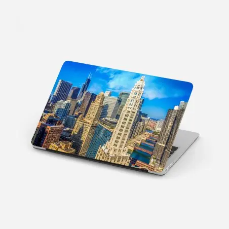 Laptop-Aufkleber Chicago skyline über dem fluss – Wallnifity®